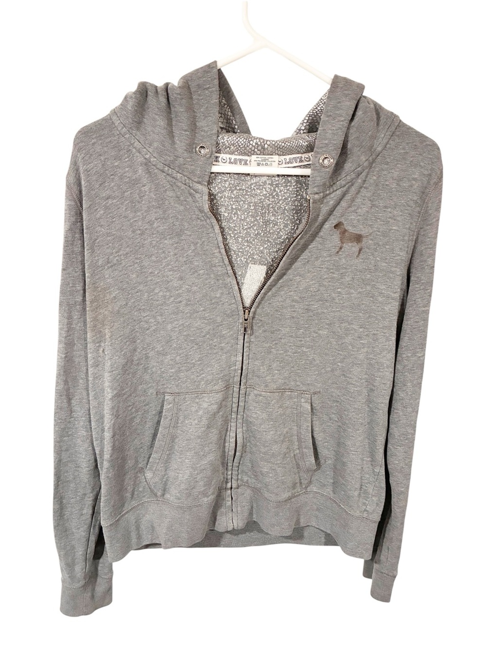 Victorias Secret LOVE PINK Sequins Full Zip Hoodie Snake Print Lined Size Medium